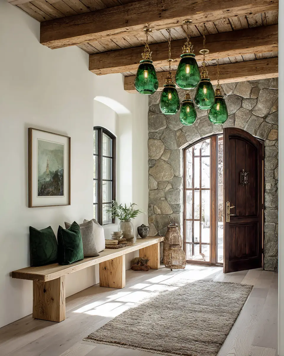 Emerald Green Rustic Entryway Decor Ideas