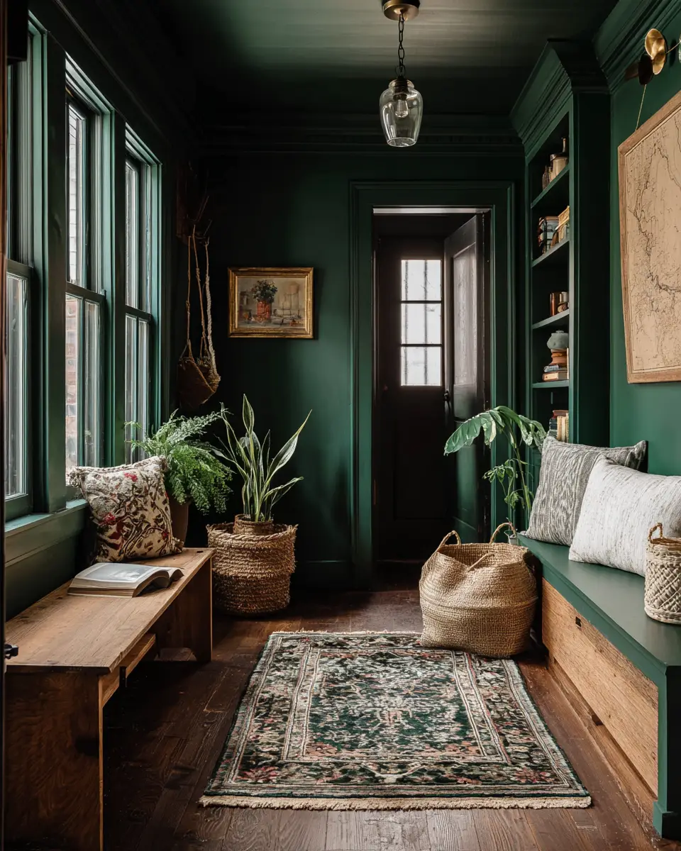 Emerald Green Rustic Entryway Decor Ideas