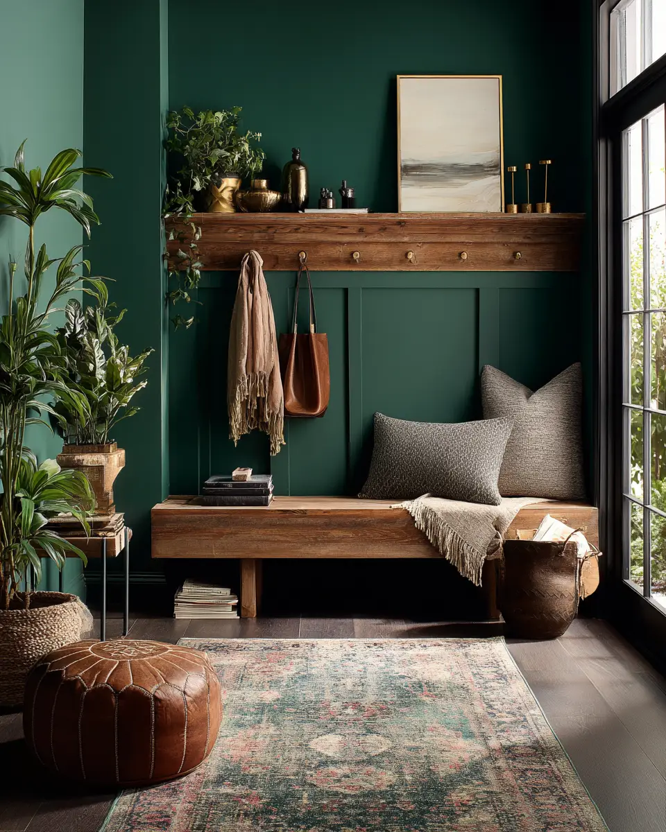 Emerald Green Rustic Entryway Decor Ideas