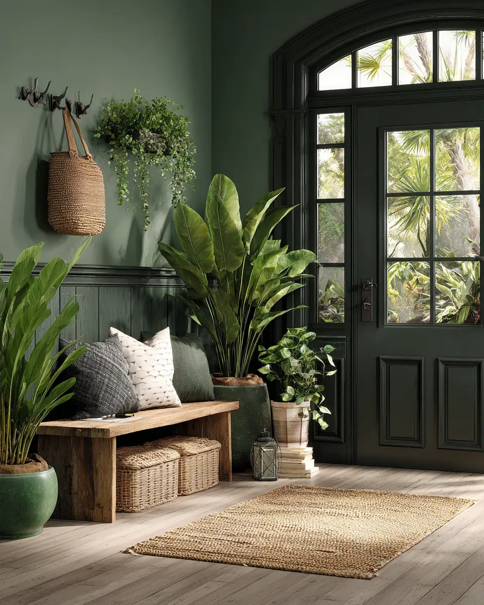 Emerald Green Rustic Entryway Decor Ideas