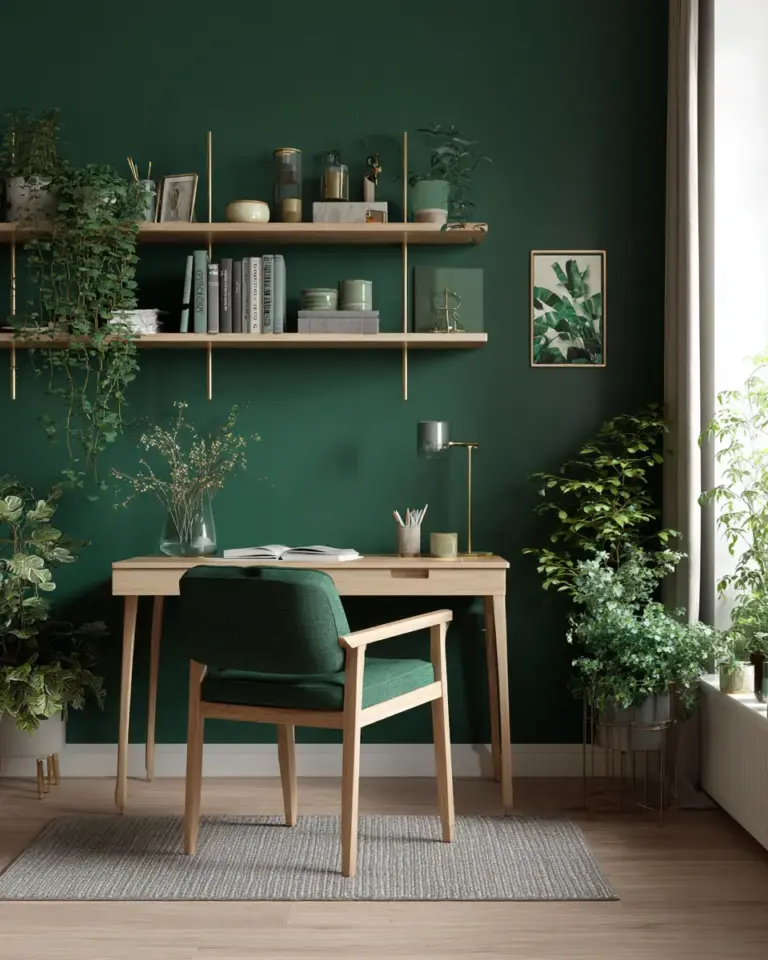 Emerald Green Scandinavian Home Office Decor Ideas - Featured