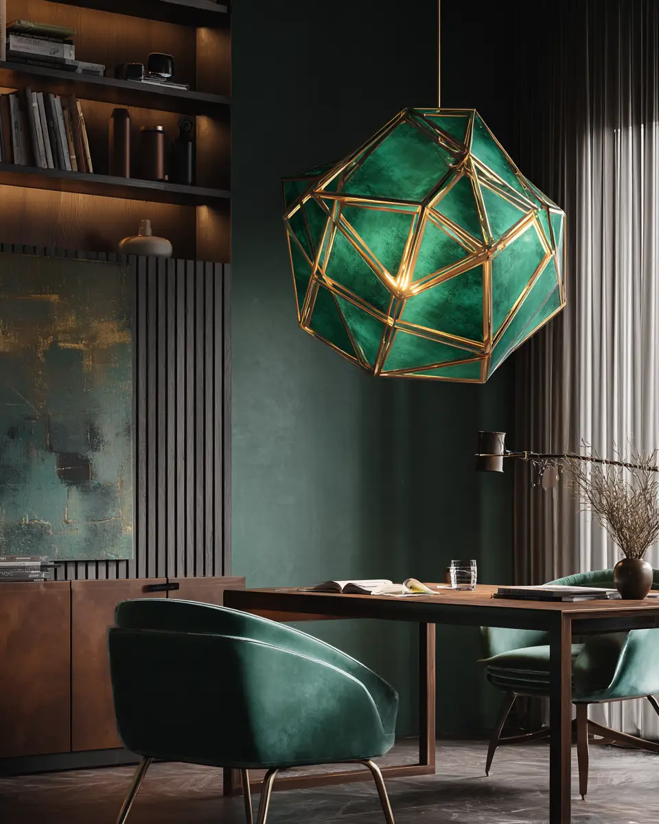 Emerald Green Scandinavian Home Office Decor Ideas