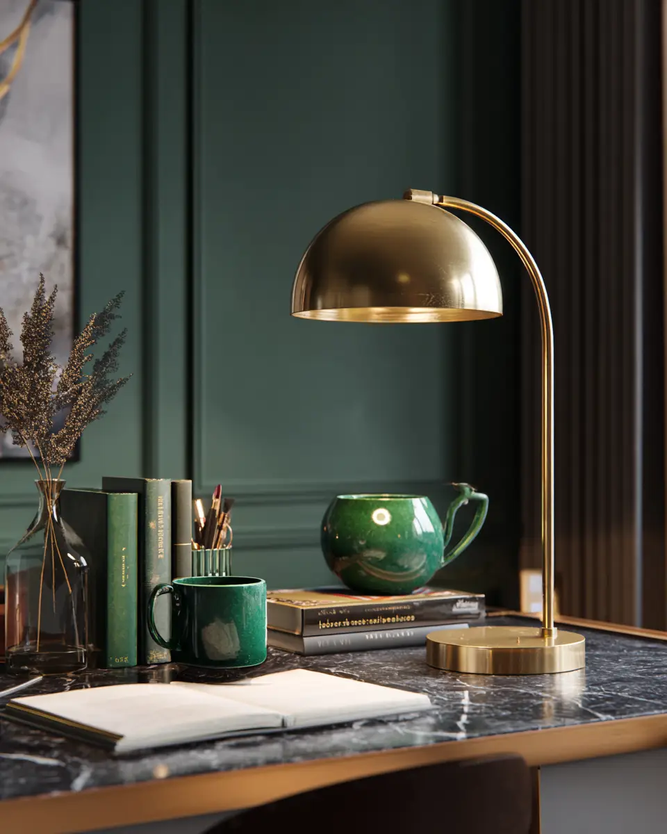 Emerald Green Scandinavian Home Office Decor Ideas