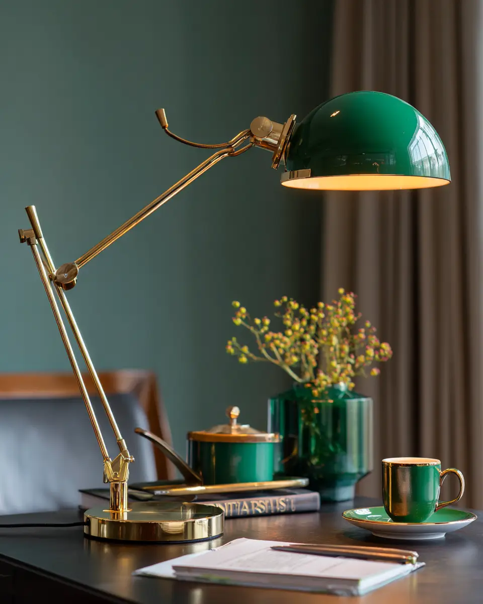 Emerald Green Scandinavian Home Office Decor Ideas