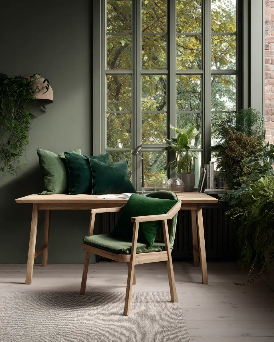 Emerald Green Scandinavian Home Office Decor Ideas
