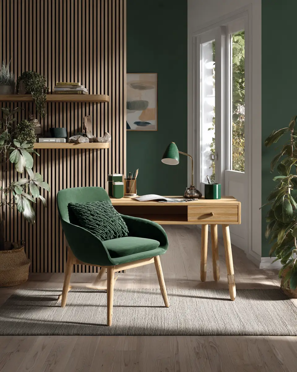 Emerald Green Scandinavian Home Office Decor Ideas