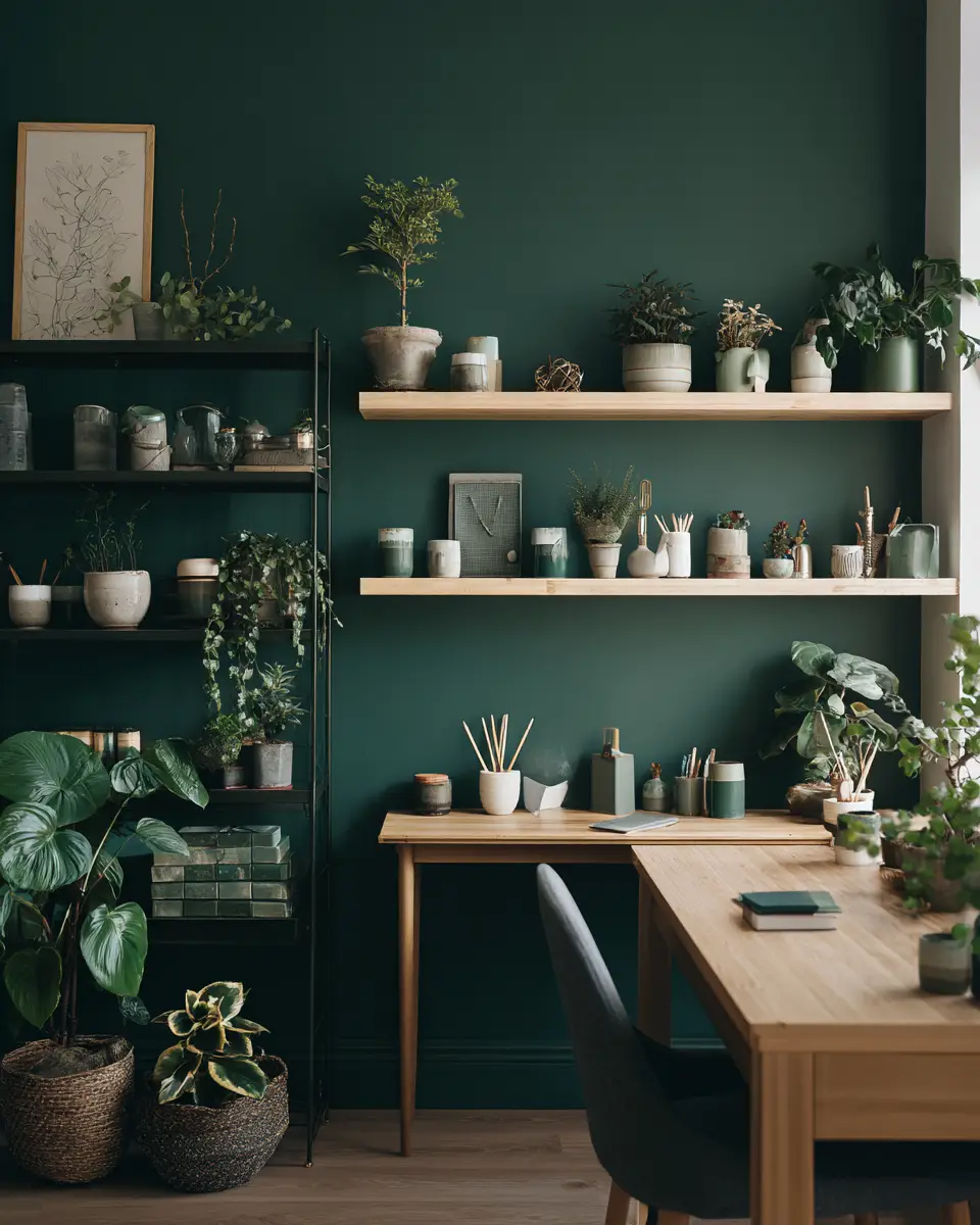 Emerald Green Scandinavian Home Office Decor Ideas