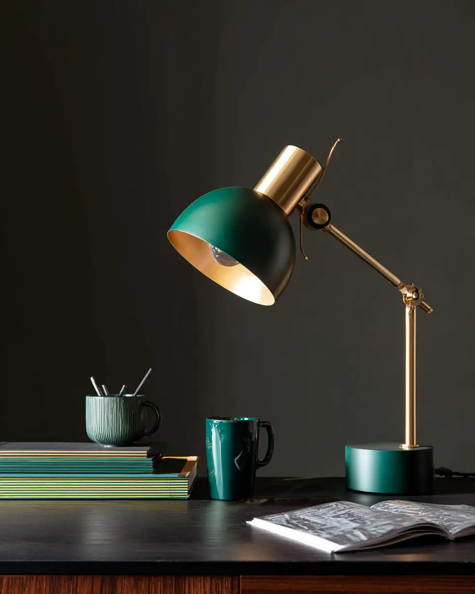 Emerald Green Scandinavian Home Office Decor Ideas