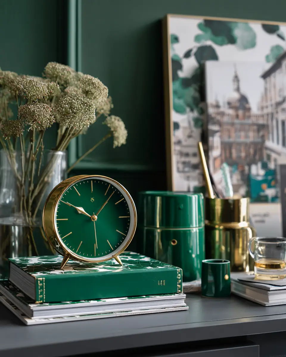 Emerald Green Scandinavian Home Office Decor Ideas