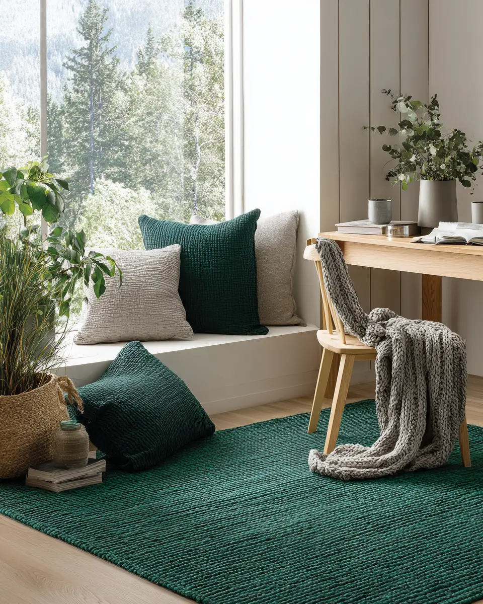 Emerald Green Scandinavian Home Office Decor Ideas