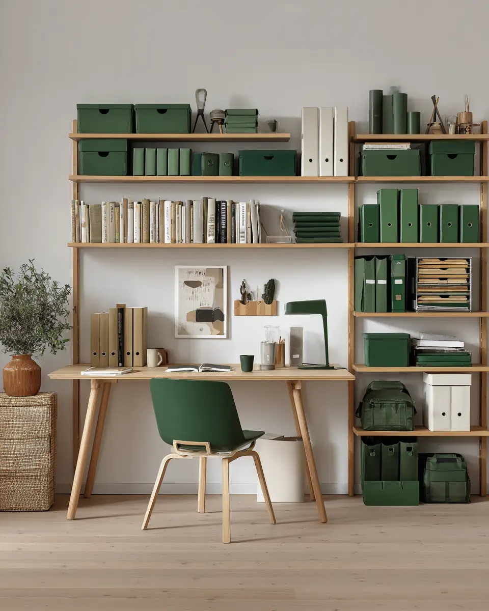 Emerald Green Scandinavian Home Office Decor Ideas