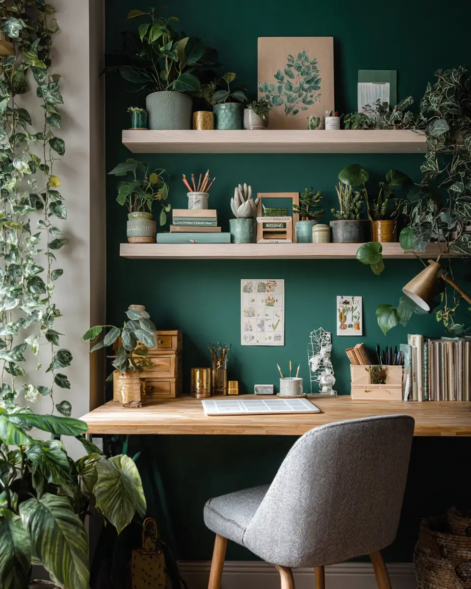 Emerald Green Scandinavian Home Office Decor Ideas