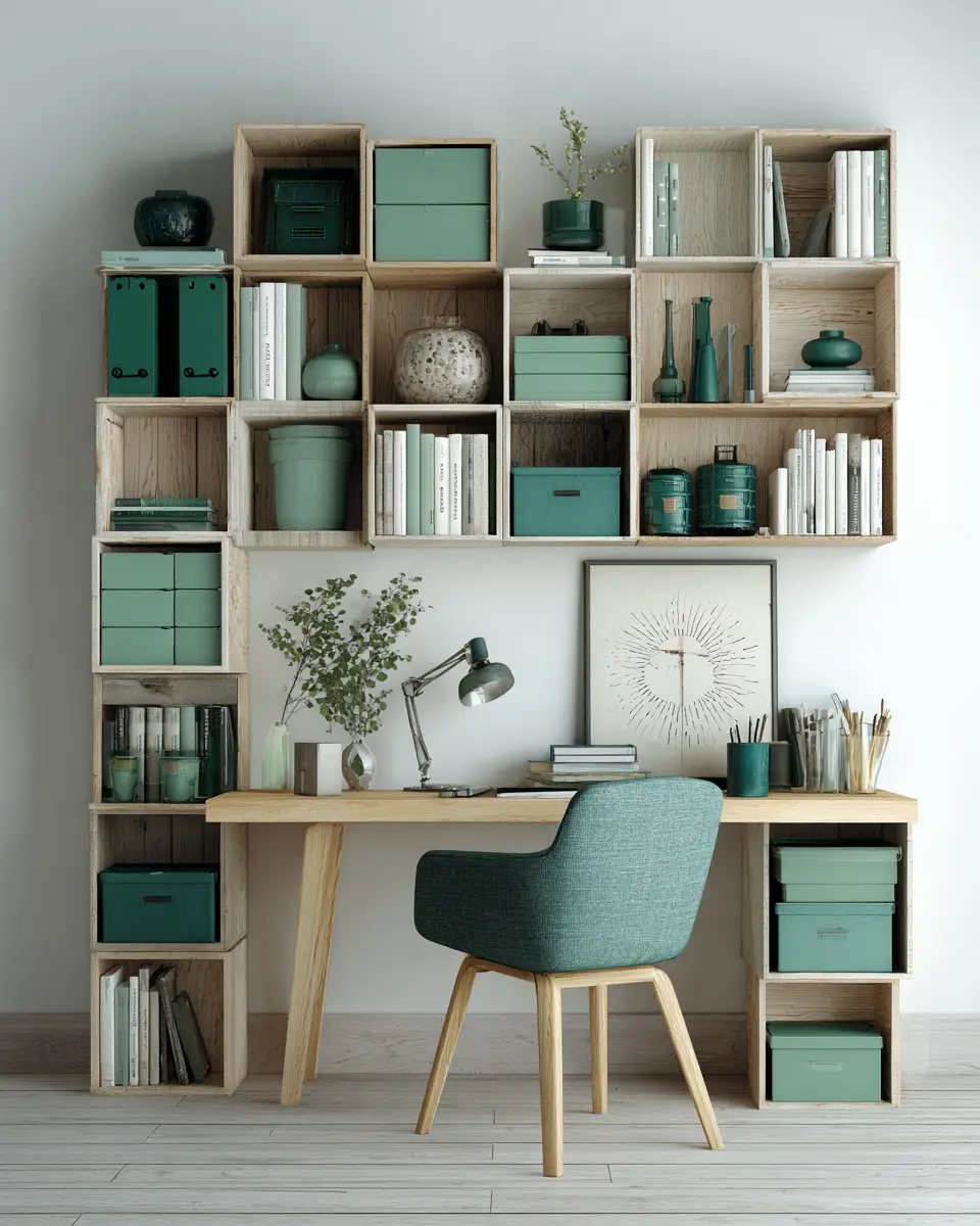 Emerald Green Scandinavian Home Office Decor Ideas