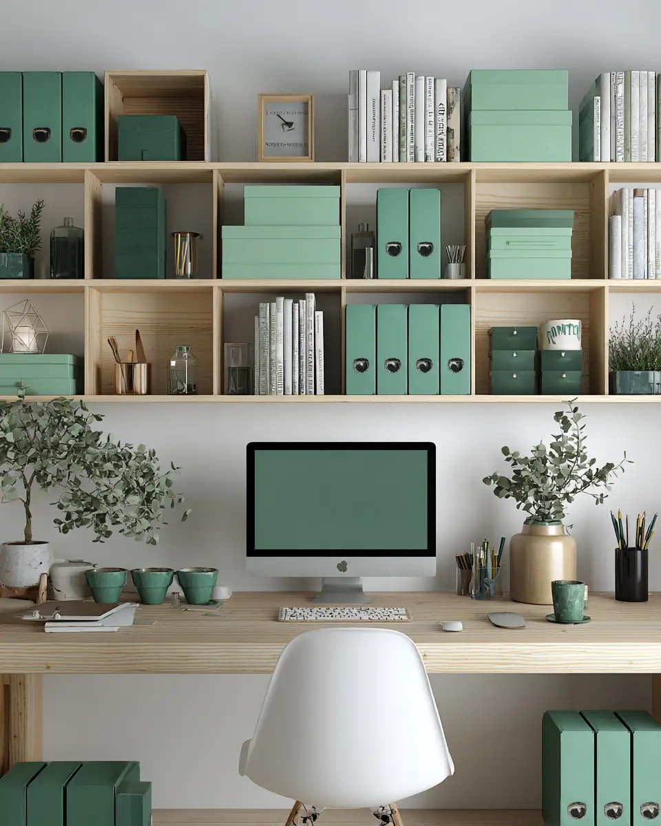 Emerald Green Scandinavian Home Office Decor Ideas