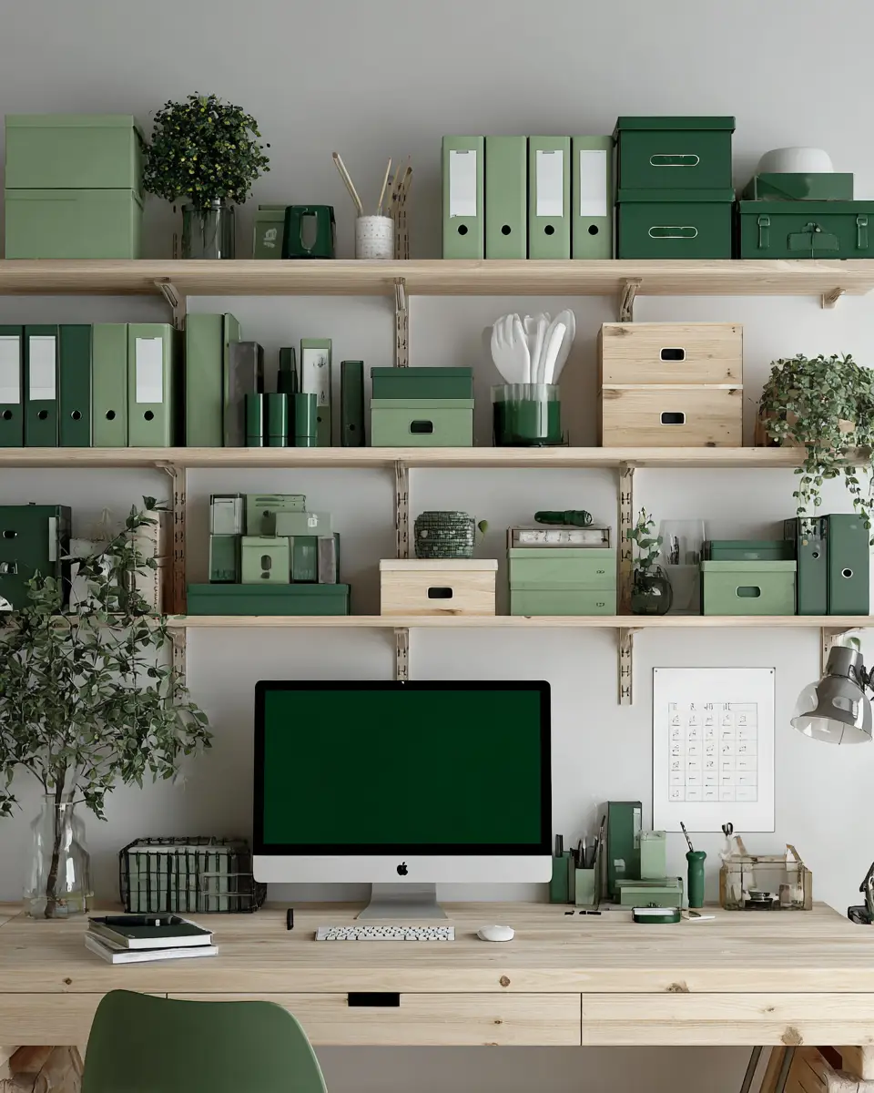 Emerald Green Scandinavian Home Office Decor Ideas