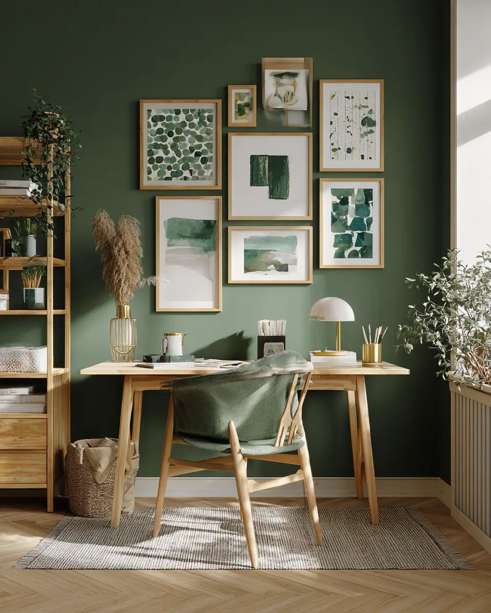 Emerald Green Scandinavian Home Office Decor Ideas