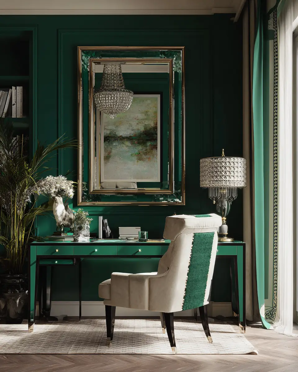 Emerald Green Scandinavian Home Office Decor Ideas