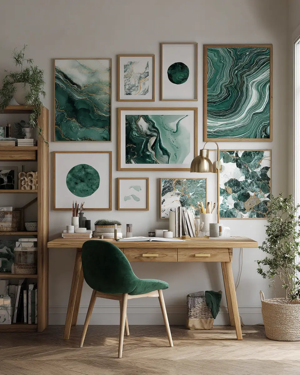 Emerald Green Scandinavian Home Office Decor Ideas