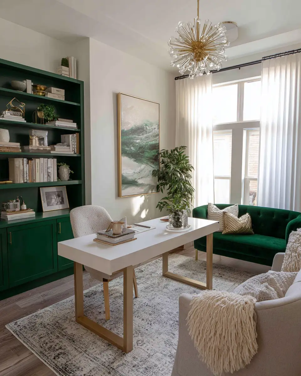 Emerald Green Scandinavian Home Office Decor Ideas