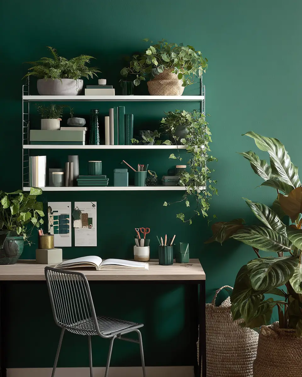 Emerald Green Scandinavian Home Office Decor Ideas