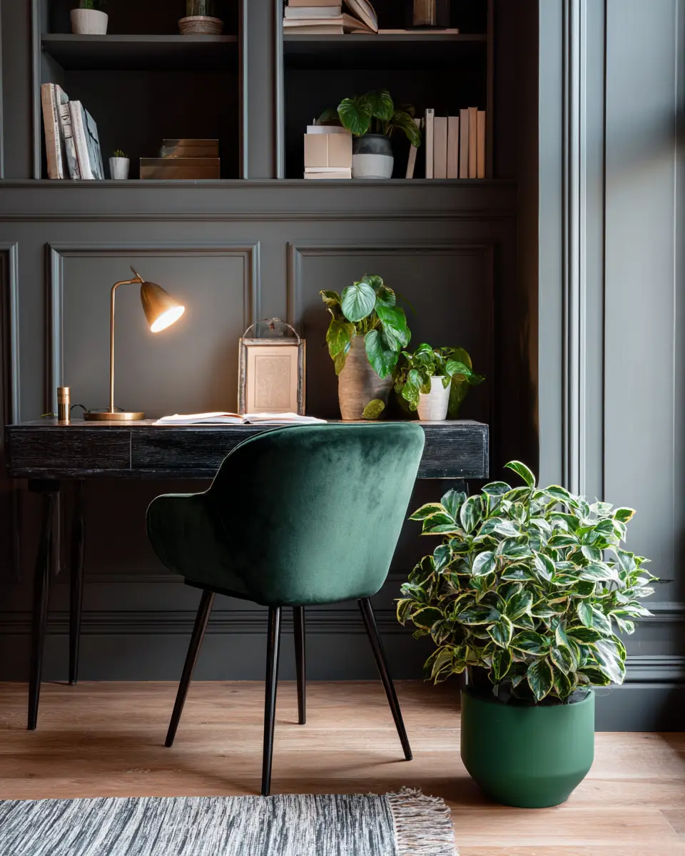 Emerald Green Scandinavian Home Office Decor Ideas