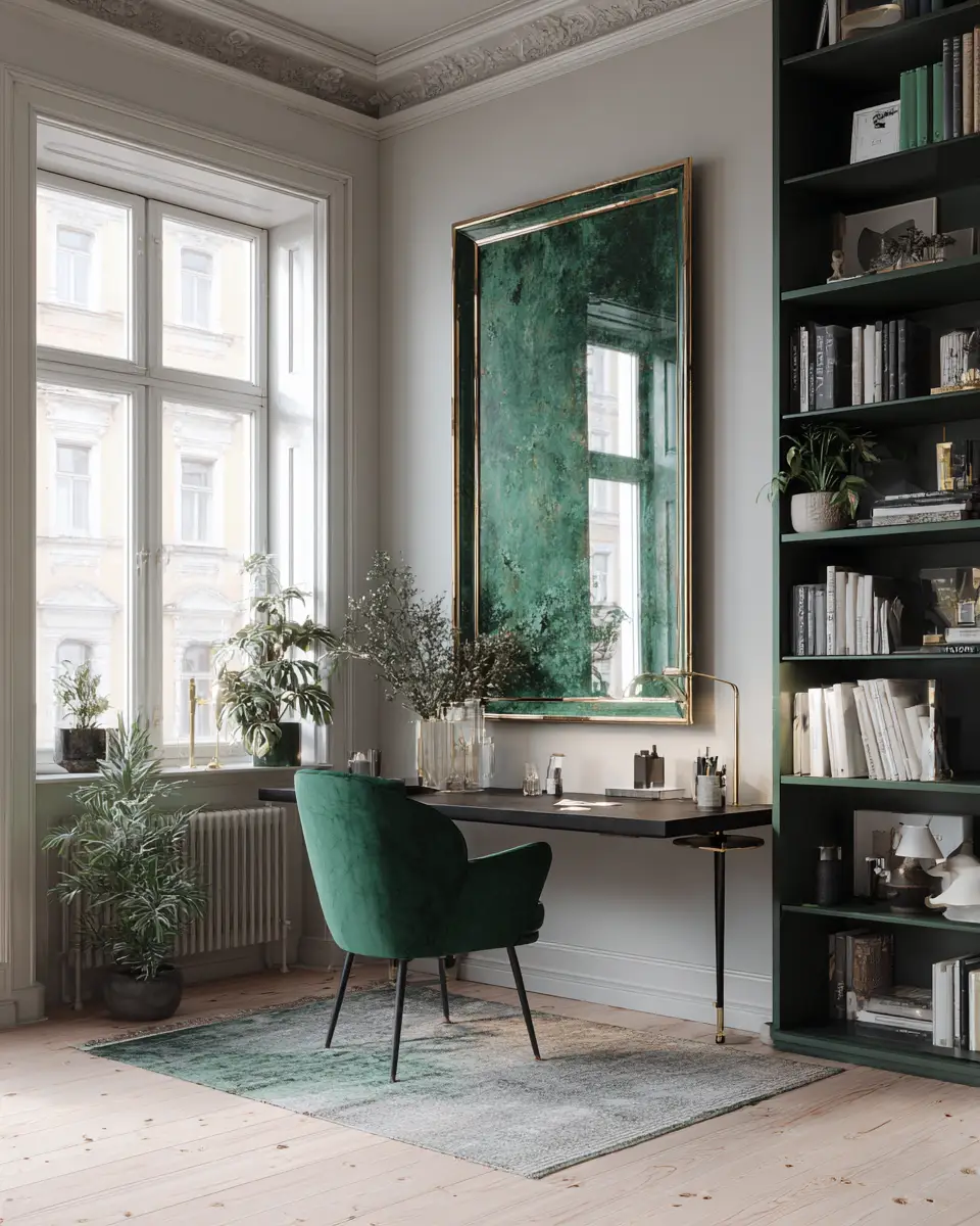 Emerald Green Scandinavian Home Office Decor Ideas