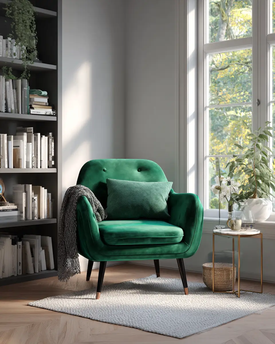 Emerald Green Scandinavian Home Office Decor Ideas
