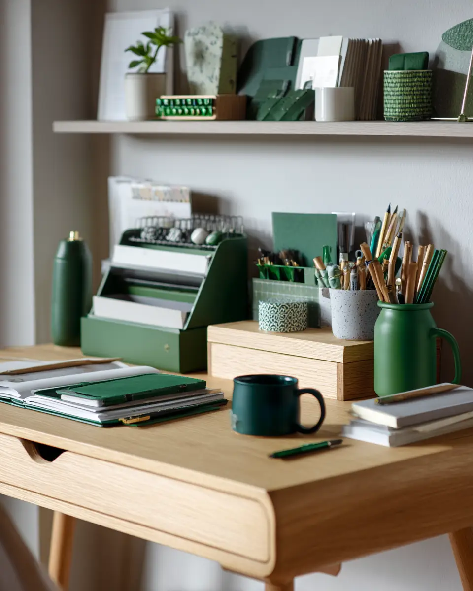 Emerald Green Scandinavian Home Office Decor Ideas