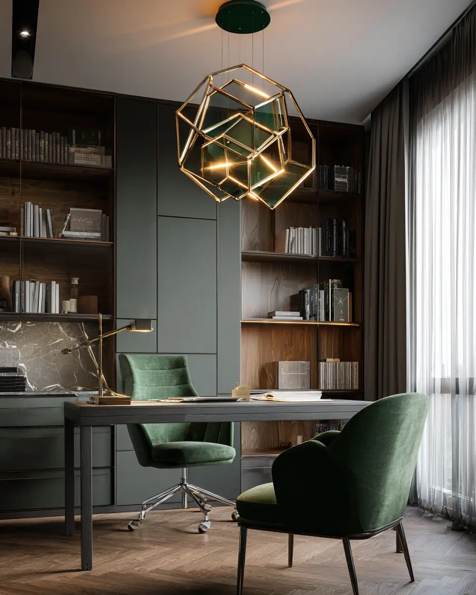 Emerald Green Scandinavian Home Office Decor Ideas