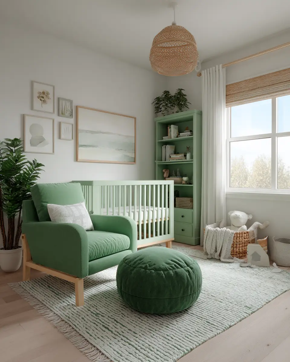 Emerald Green Scandinavian Nursery Decor Ideas
