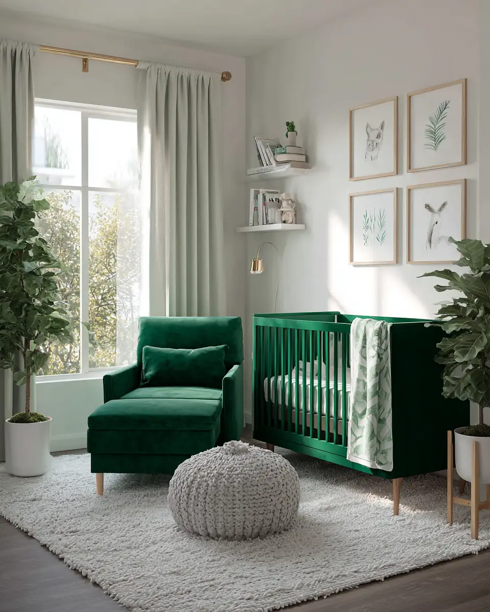 Emerald Green Scandinavian Nursery Decor Ideas