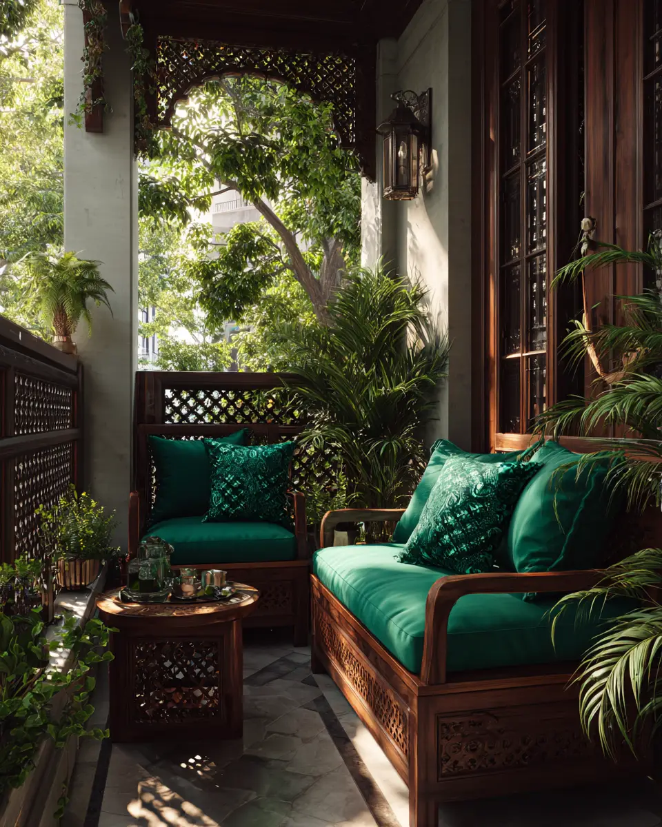Emerald Green Traditional Balcony Decor Ideas