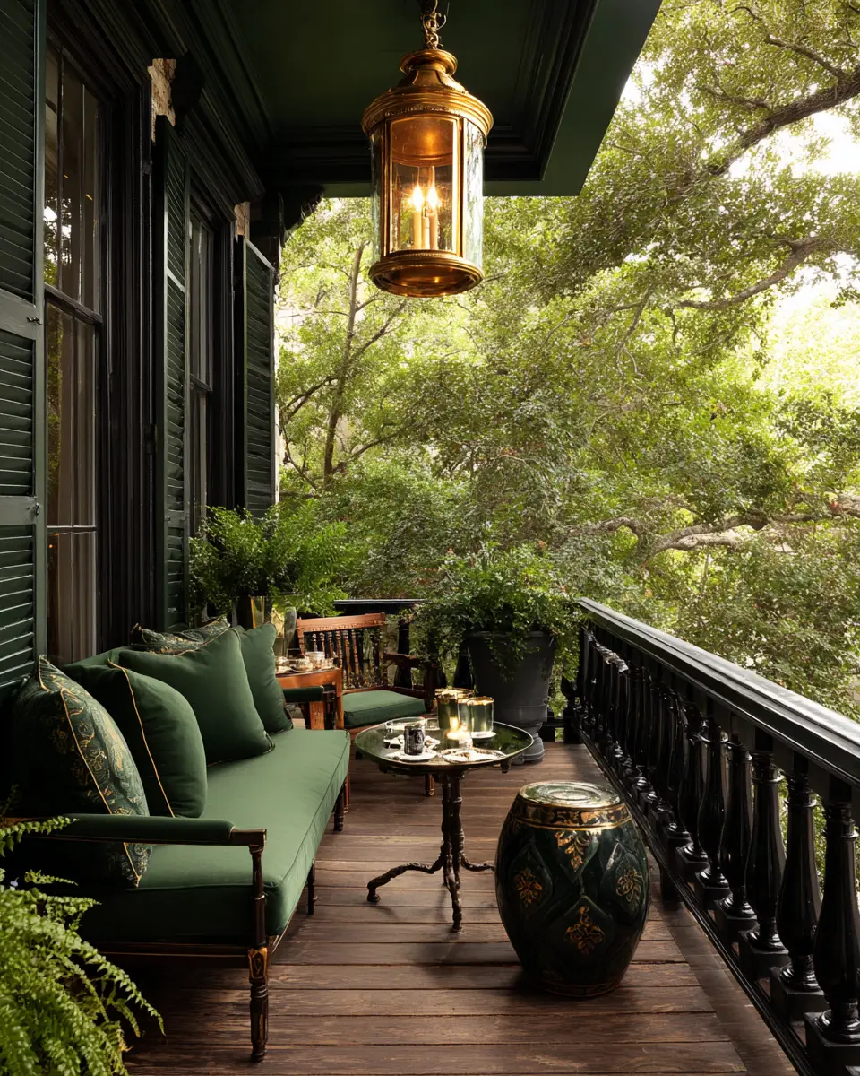 Emerald Green Traditional Balcony Decor Ideas