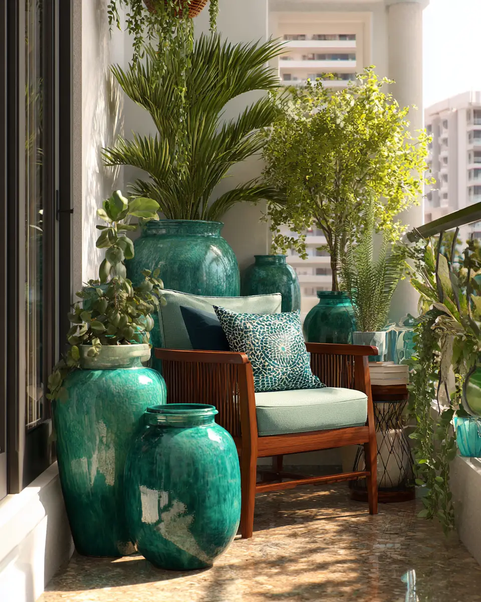 Emerald Green Traditional Balcony Decor Ideas