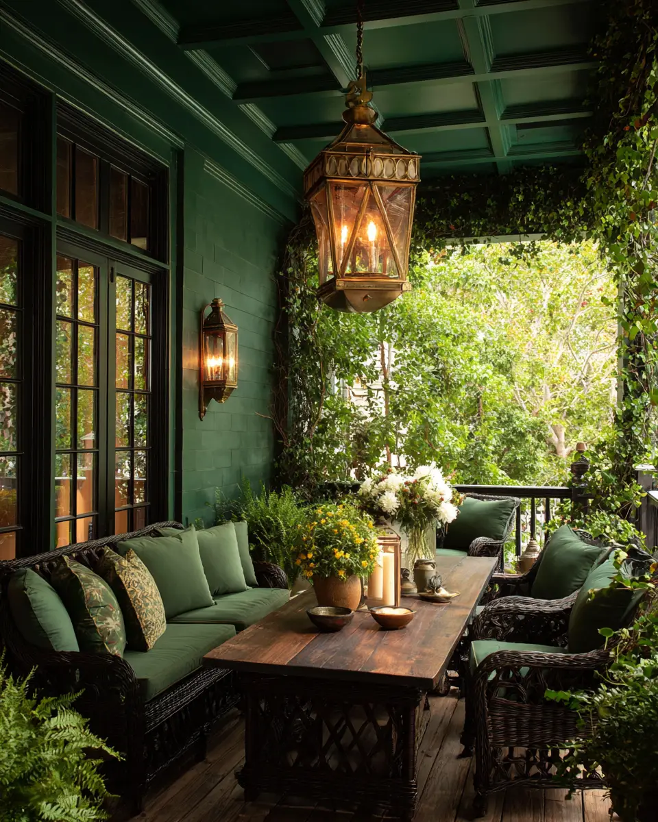 Emerald Green Traditional Balcony Decor Ideas