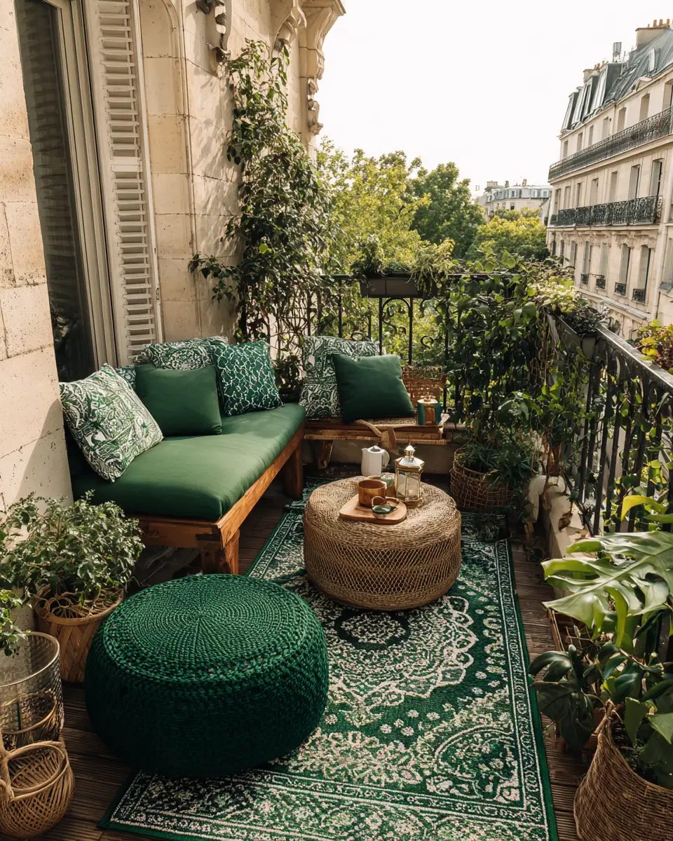 Emerald Green Traditional Balcony Decor Ideas