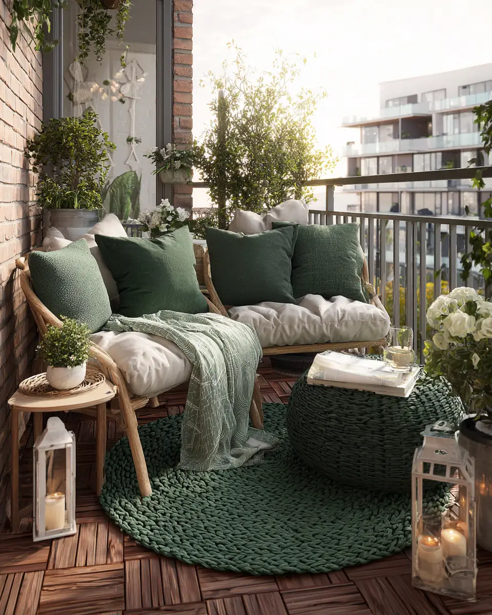 Emerald Green Traditional Balcony Decor Ideas