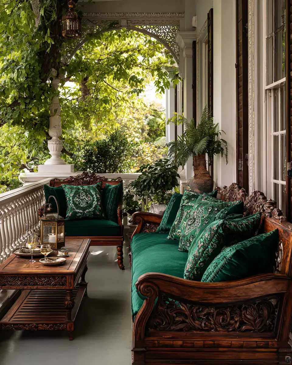 Emerald Green Traditional Balcony Decor Ideas