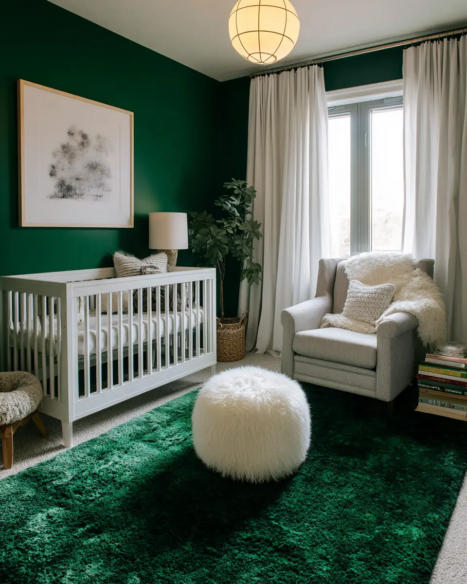 Emerald Green Transitional Nursery Decor Ideas - Featured