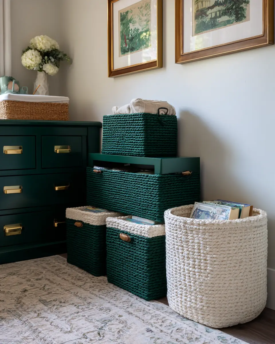 Emerald Green Transitional Nursery Decor Ideas