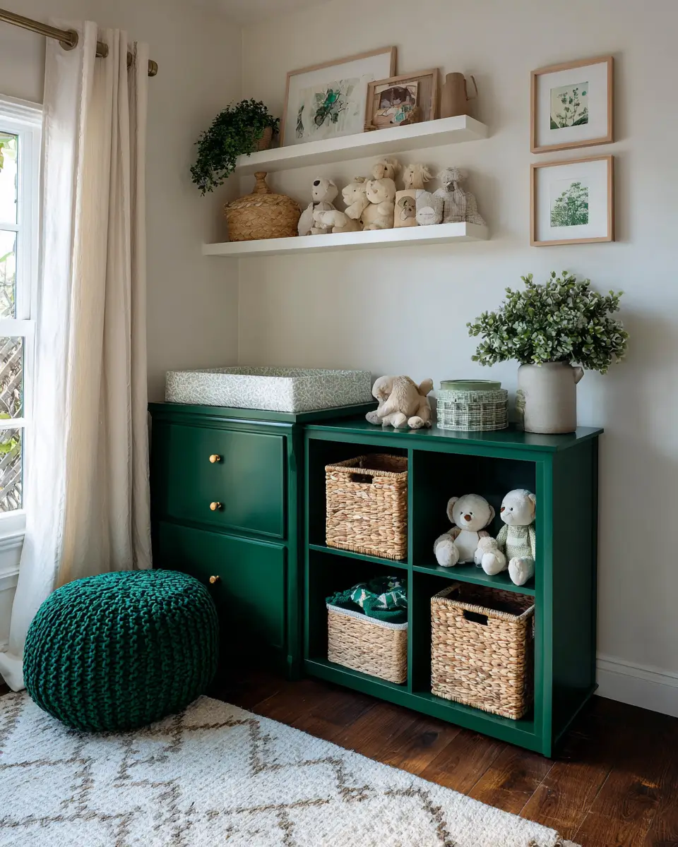 Emerald Green Transitional Nursery Decor Ideas
