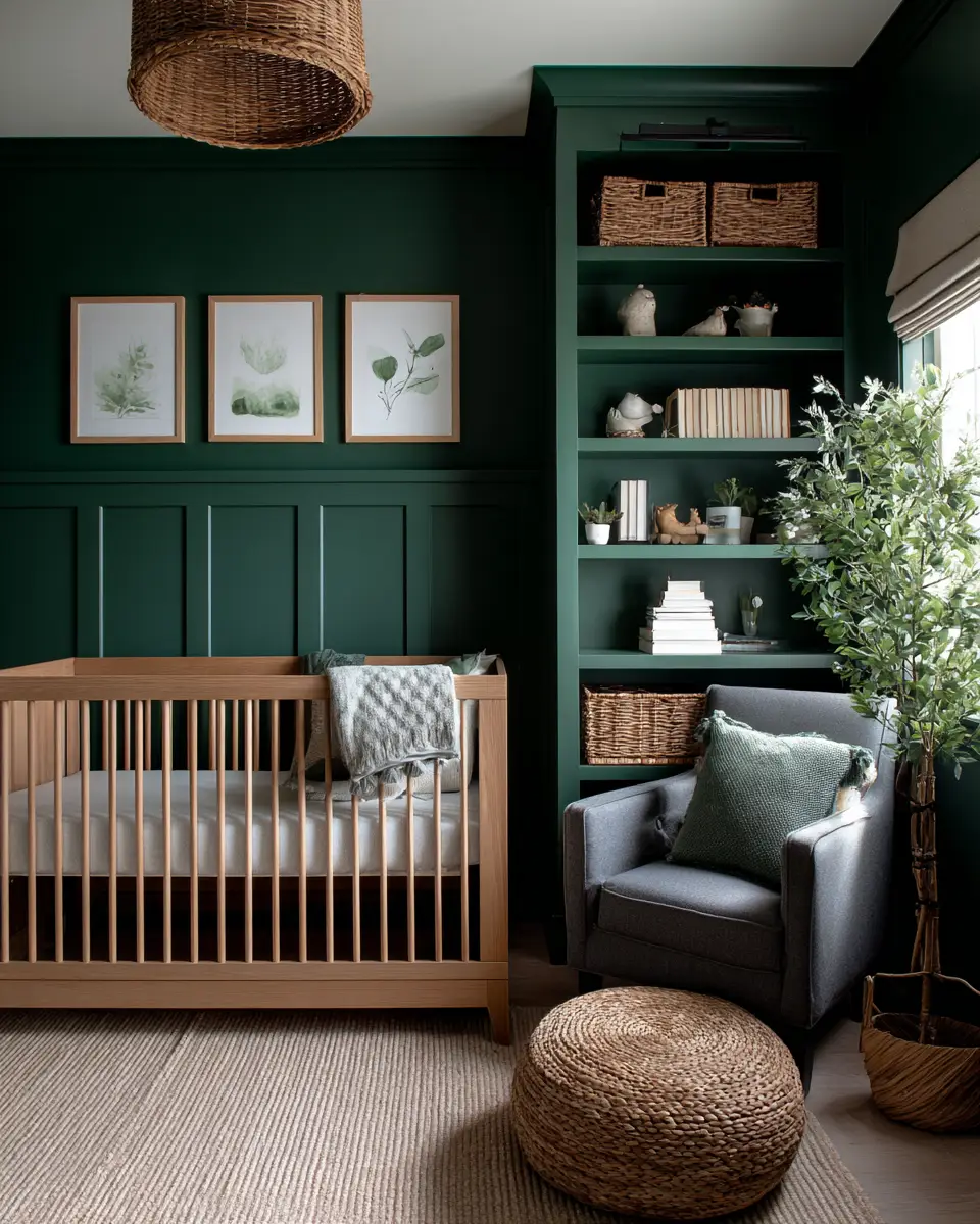 Emerald Green Transitional Nursery Decor Ideas