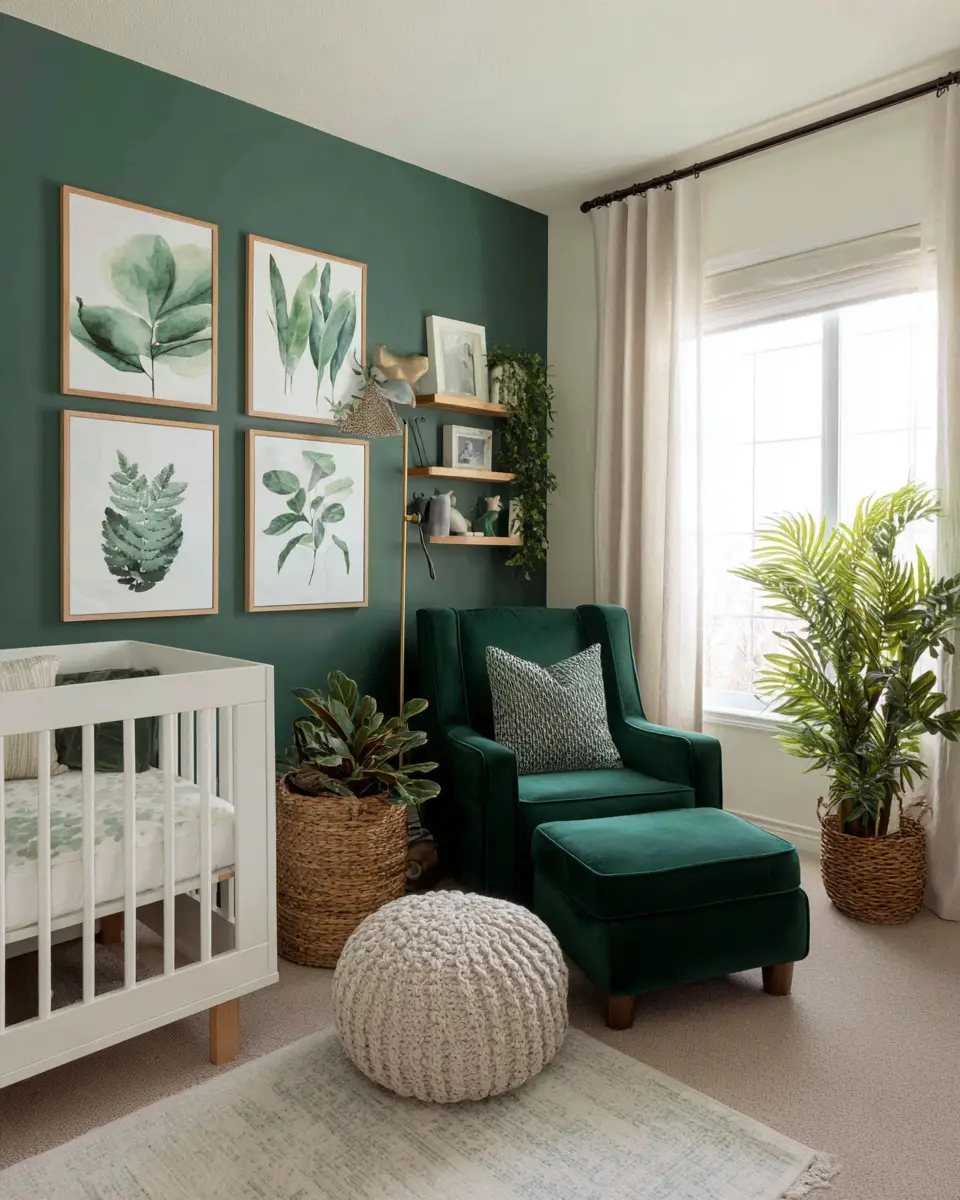 Emerald Green Transitional Nursery Decor Ideas
