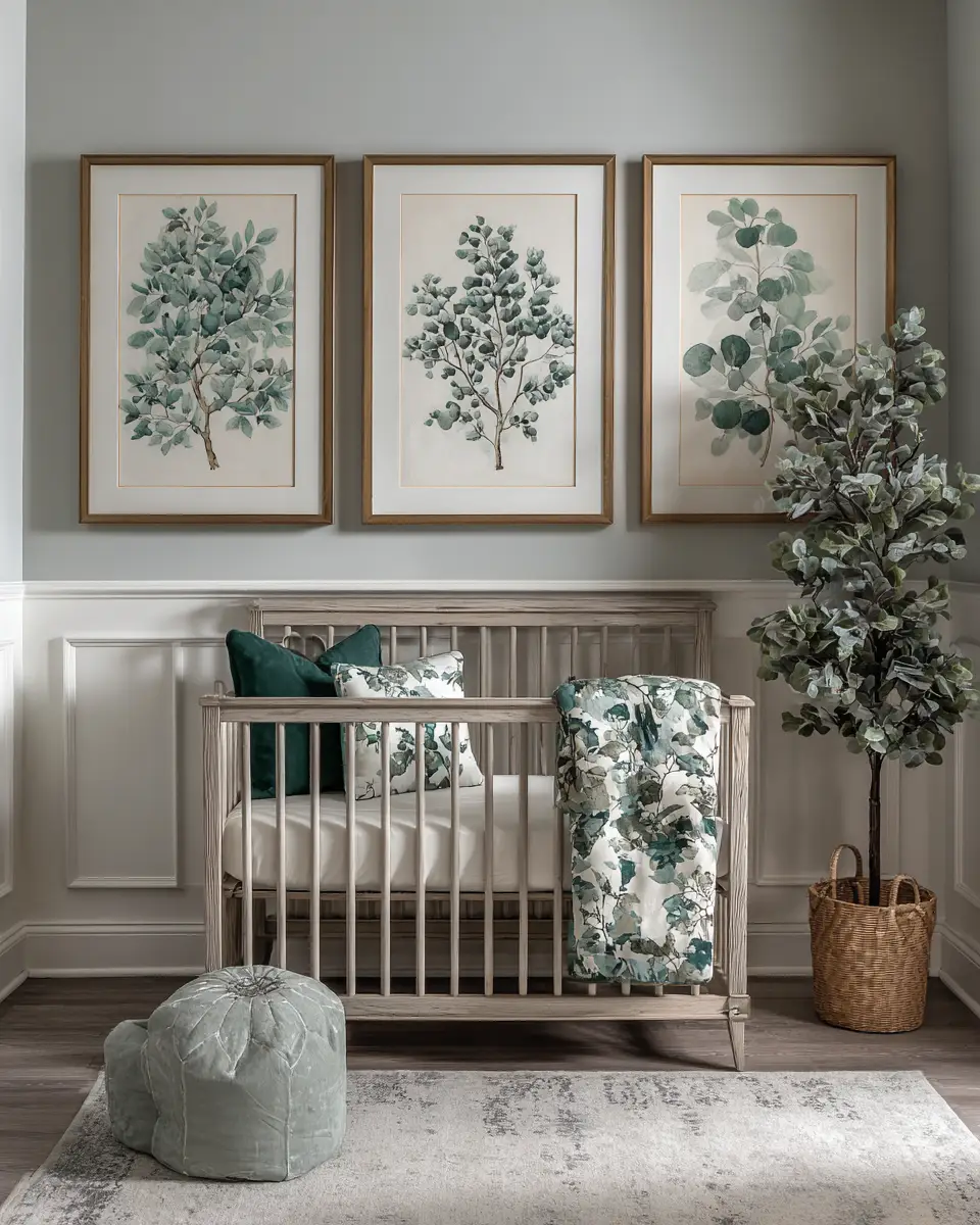 Emerald Green Transitional Nursery Decor Ideas