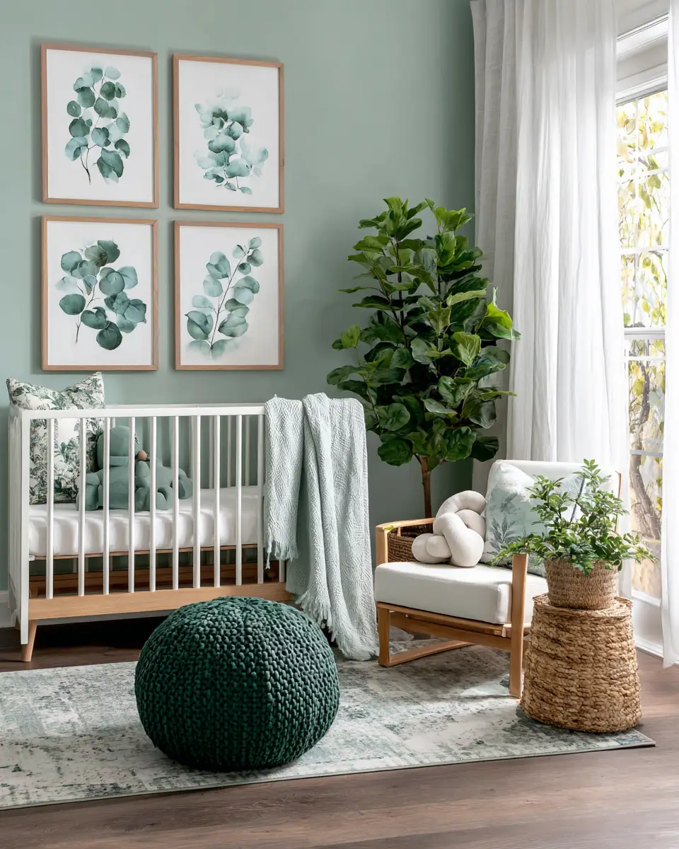 Emerald Green Transitional Nursery Decor Ideas