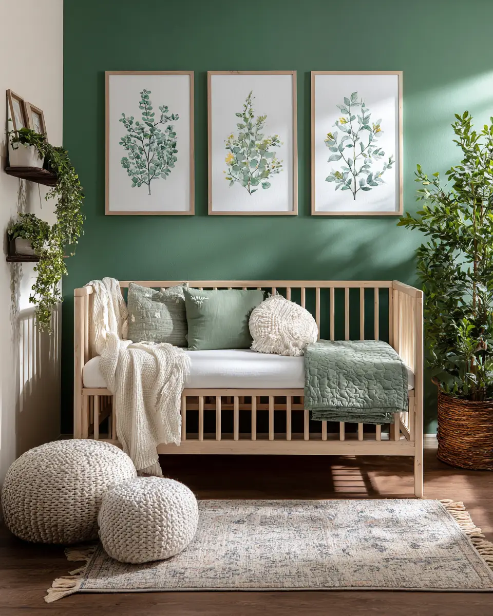 Emerald Green Transitional Nursery Decor Ideas