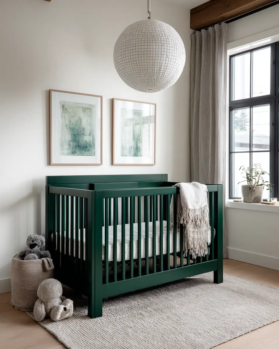 Emerald Green Transitional Nursery Decor Ideas