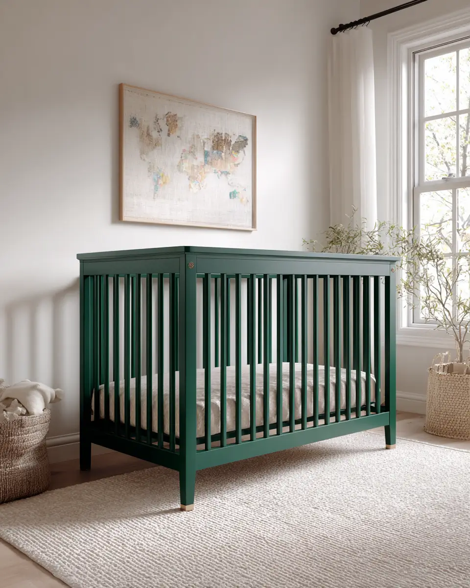 Emerald Green Transitional Nursery Decor Ideas