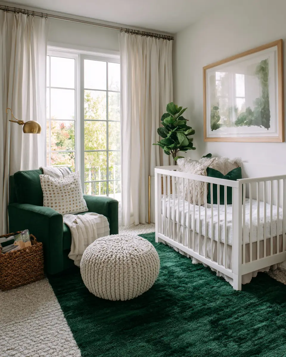 Emerald Green Transitional Nursery Decor Ideas