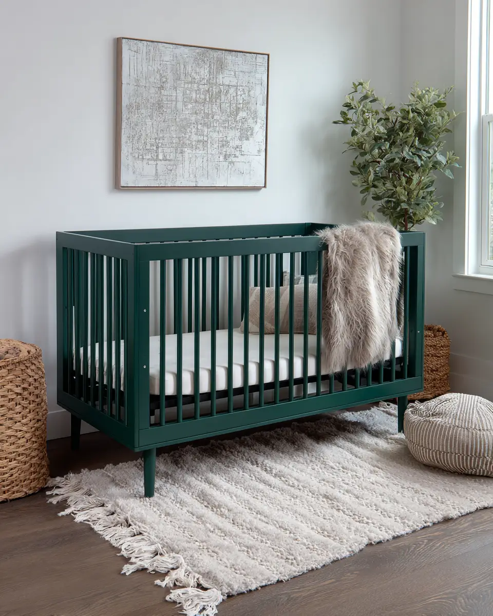 Emerald Green Transitional Nursery Decor Ideas